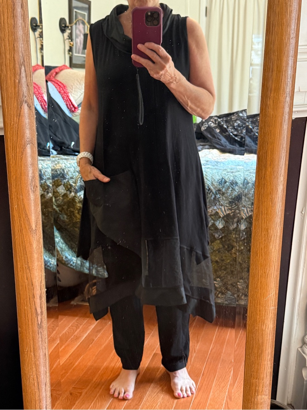 Luukaa Black Sleeveless Layered Tunic Jumpsuit
